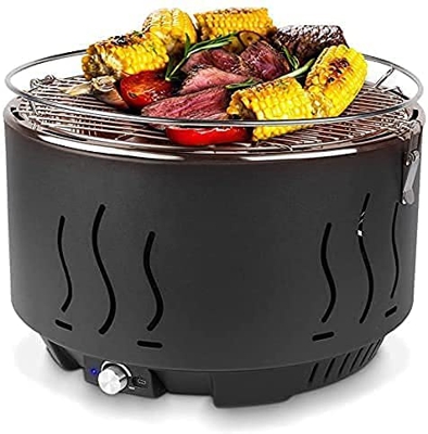 Barbacoa Sin Humo, Barbacoa Portátil Carbón, Barbacoa de Carbón, con Interfaz Mirco y Ventilador Incorporado, para Familia, Fiesta, Camping y Picnic, 