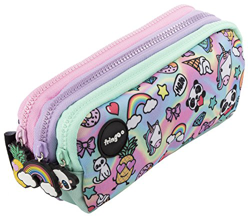 Estuche para lápices de 3 compartimentos FRINGOO, para niños, divertido y bonito, color Holo Doodle - 3 Compartments Large características