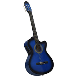 LONGMHKO Guitarra acústica Occidental Cutaway Ecualizador 6 Cuerdas Azul Material de Las Cuerdas: Nailon en oferta