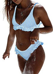 Bikini para Mujer con Relleno Push Up Traje de Baño Tartán Bañador de Dos Piezas a Cuadros precio