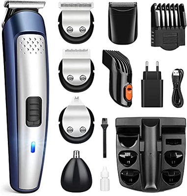 Cortapelos Hombre, Máquina Cortar Pelo Profesional, Recortadora de Barba, Barbero Electrico Cortapelos, Cortapelos Nariz y Orejas, Precisión Impermeab