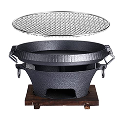 ROM Estufa de Barbacoa de Hierro Fundido con Base de Madera, Soporte de Combustible, aleación de Aluminio, Parrilla de carbón, Accesorios para Barbaco precio