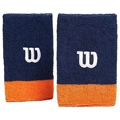 Wilson Extra Wide Wristband Navy Wil/Clem - Muñequera Unisex, Color Azul, Talla OSFA