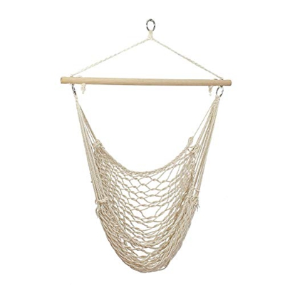 Silla colgante de columpio, columpio adulto para acampar silla mecedora de algodón cuerda malla niños ocio hamaca, con accesorios confort durabilidad,