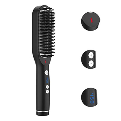 Cepillo alisador de barba para hombres y pantalla LCD, cepillo alisador de pelo, peine eléctrico, 3 en 1 modos de temperatura, calentamiento rápido, p