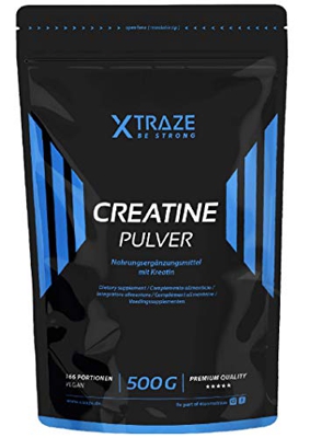 XTRAZE® Creatina Monohidrato en Polvo 500 g, Creatine Vegana 100% pura, Suplemento Deportivo sin Aditivos Innecesarios, para el Entrenamiento con Pesa