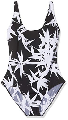 Speedo Bañador Aurasheen Estampado de 1 Pieza para Mujer, Mujer, Traje de baño de una Pieza, 811823, Origami Zen Negro/Blanco, 40 (20 UK)