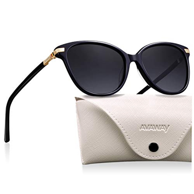 AVAWAY Grandes Polarizadas Mujer Gafas De Sol Protección UV400 Acetato Marco, A1