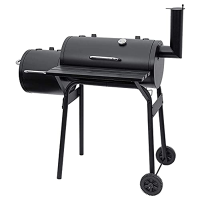 ROM Parrilla de Barbacoa portátil, Carro de Parrilla de Barbacoa de carbón para Barbacoa al Aire Libre con Ruedas Grandes y medidor de Temperatura par