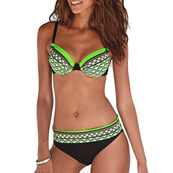 Bikini Mujer Estampado Tribal Push Up Trajes de Baño Ropa Sexy Bohemia Conjunto Bikinis (Amarillo, L) precio