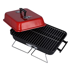 SALUTUY Parrilla para Barbacoa, Parrilla De Carbón Desmontable Fácil De Usar para El Hogar con Tapa Roja para Exteriores para Acampar características