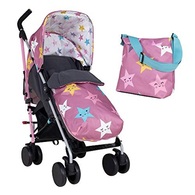 Cosatto Silla de paseo Supa 2 – Cochecito ligero desde el nacimiento hasta 25 kg, plegable compacta, saco y cambiador – Happy Hush Star