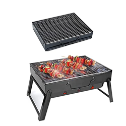 Parrilla de barbacoa de carbón de acero con soporte para barbacoa portátil para camping, plegable, cocina, senderismo, picnic, fiesta de camping (gran precio