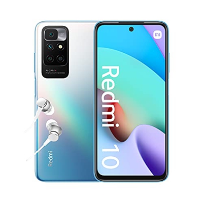 Xiaomi Redmi 10 - Smartphone 4+64 GB, 6,5" FHD+ 90 Hz DotDisplay, MediaTek Helio G88, 50MP cámara cuádruple con IA, 5000 mAh, Azul Marítimo (Versión E