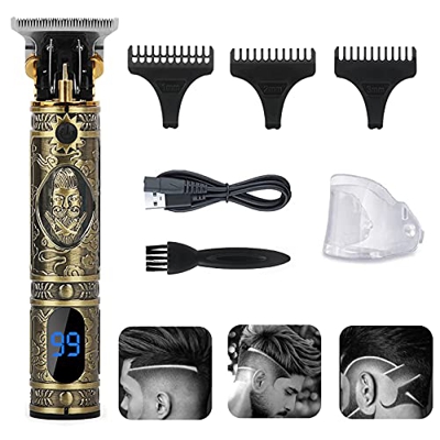 Eyeleaf Cortapelos para hombre profesional T-Blade cortapelos eléctrico cortapelos inalámbrico para cabello y barba con pantalla LED, 3 peines, carga 