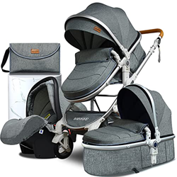 Babyfond Cochecito de bebe 3 en 1, Cochecito confort con capazo plegable, desde el nacimiento hasta los 3 años (Gris) características