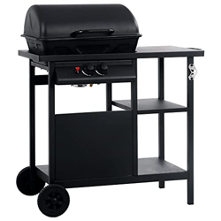 FAMIROSA Barbacoa portátil de Gas con mesita de 3 estantes negro-16,4KG precio