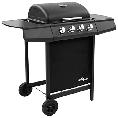 FAMIROSA Barbacoa de Gas con 4 fogones negro-15,5KG