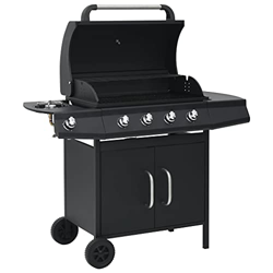 FAMIROSA Barbacoa Grill de Gas 4+1 quemadores negro-27,2KG en oferta