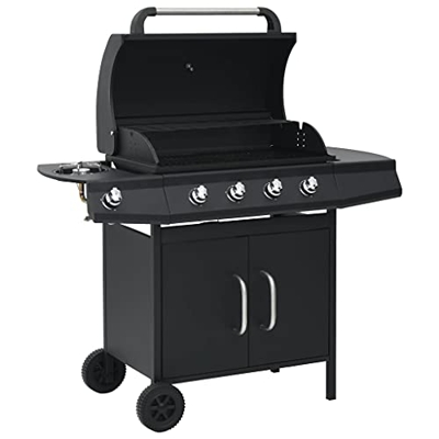 FAMIROSA Barbacoa Grill de Gas 4+1 quemadores negro-27,2KG