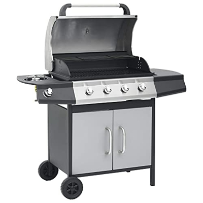 FAMIROSA Barbacoa Grill de Gas 4+1 quemadores Negra y plateada-26,94KG