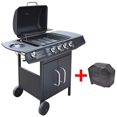 FAMIROSA Barbacoa Grill de Gas 4+1 quemadores negra-19,87KG