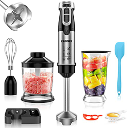 TAKRINK 9 en 1 Batidora de Mano 1500W con Alta Potencia Turbo con Picadora de 500ml para Machacador y Sopa Batidor Vaso de Plástico sin BPA de700ml Ap en oferta