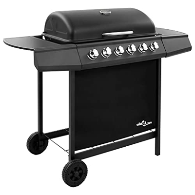 FAMIROSA Barbacoa de Gas con 6 fogones negro-19,22KG