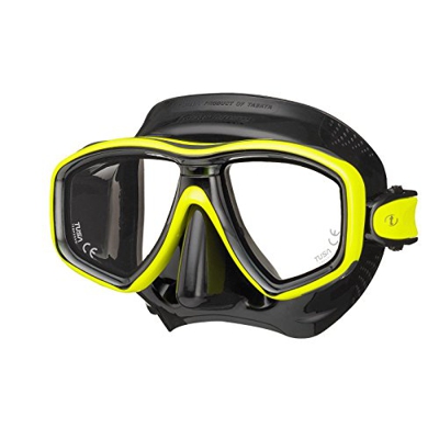 TUSA Freedom CEOS - Máscara de buceo y snorkel de pequeño volumen, color negro y amarillo