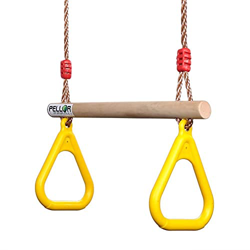 LVLUOKJ Swing de Madera de Trapecio con Anillos de Gimnasia Niños Portico Juegos Tobogán Juegos Exterior para Interior (Color : Yellow) en oferta