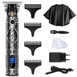 corta pelos hombre profesional electrica,LCD maquina de cortar pelo hombre,Recargable por USB maquina cortar pelo hombre,con capa de peluquería, juego en oferta