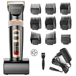 NBPOWER - Máquina de cortar el pelo profesional, para pelo largo, recargable, para niños y hombres, con pantalla LCD, 9 peines, estación de carga características