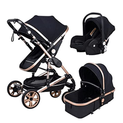 Babyfond Cochecito de bebe 3 en 1, Silla de paseo para bebé, sistema de viaje, desde el nacimiento hasta 3 años, Cochecito plegado, ligero (Negro) precio