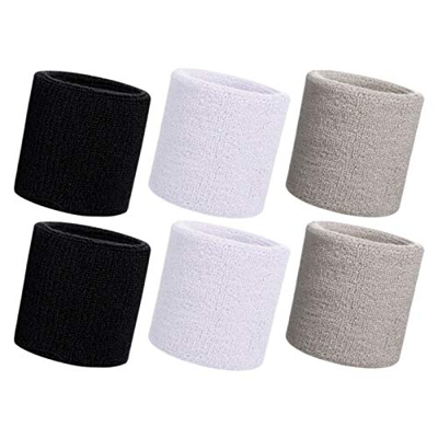 HANERDUN 6 Pzs Muñequera Deportiva Deportes Sweatband Suave Espesar Algodón Tenis Gimnasia Fútbol Baloncesto Correr Deportes Atléticos