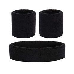 3 Pcs Muñequeras Deportivas Hombre, Banda Cabeza Sudor, Cinta Sudor Cabeza Mujer, Muñequeras Sudor Tenis Incluye Diadema y Muñequeras para Gimnasio, D en oferta