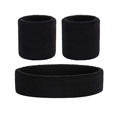 3 Pcs Muñequeras Deportivas Hombre, Banda Cabeza Sudor, Cinta Sudor Cabeza Mujer, Muñequeras Sudor Tenis Incluye Diadema y Muñequeras para Gimnasio, D