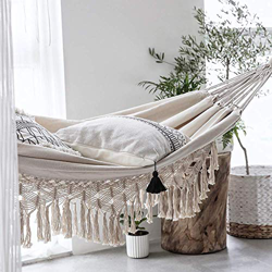 YunDduoBao Hecho a mano de grandes dimensiones Brasil macramé fringe 2 personas Doble Deluxe Hamaca Brasil Doble Hamaca Dos Personas Cama para Patio U precio