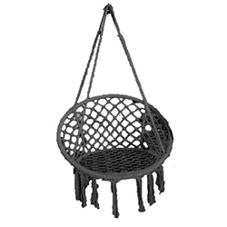 Silla hamaca de algodón con cordón de encaje, mecedora de punto con kit de accesorios para colgar en interiores, jardines, hoteles, patios (negro) precio