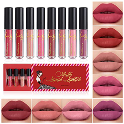 Brillo de Labios 8 Colores-kit de Pintalabios Líquido Mate,Lápiz Labial Líquido de larga Duración-Terciopelo mate, Maquillaje Profesional,Hidratante I características