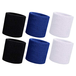 HANERDUN 6 Pzs Muñequera Deportiva Deportes Sweatband Suave Espesar Algodón Tenis Gimnasia Fútbol Baloncesto Correr Deportes Atléticos precio