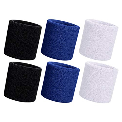 HANERDUN 6 Pzs Muñequera Deportiva Deportes Sweatband Suave Espesar Algodón Tenis Gimnasia Fútbol Baloncesto Correr Deportes Atléticos