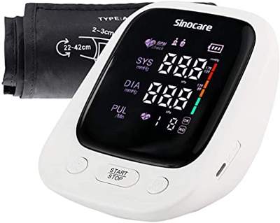 Tensiómetro de Brazo, Sinocare Monitor de Presión Arterial Digital Automatico con Gran Pantalla LCD, Deteccion de Irregular Arritmia,Home Blood Pressu