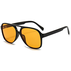 RUNHUIS Gafas de sol polarizadas para hombre y mujer, estilo retro de los años 70, estilo aviador, negro y amarillo, precio