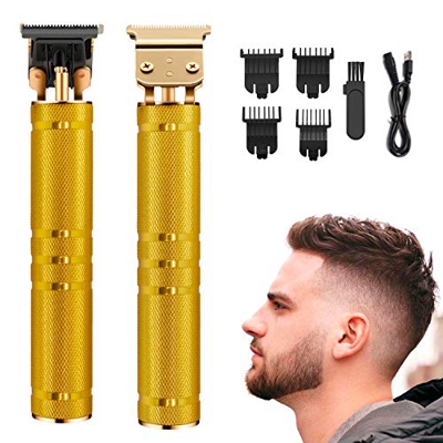 Cortapelo para Hombres,Cortapelos Hombre，Cortapelos Eléctrico con 4 Peines Guía,Profesional Recortadora para Barba y Pelo Carga USB（Dorado）