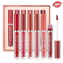 Shorant 6 Colores Labiales Mate Larga Duracion Pintalabios Líquido Mate Kit de Brillo de Labios Impermeable Pintalabios Terciopelo con Caja de Regalo  en oferta