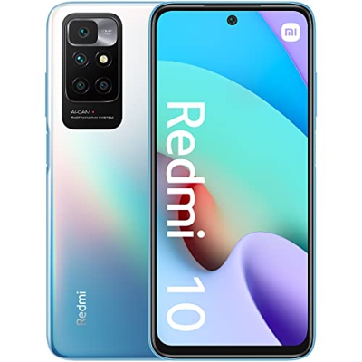 Xiaomi Redmi 10 - Smartphone 4+128 GB, 6,5" FHD+ 90 Hz DotDisplay, MediaTek Helio G88, 50MP cámara cuádruple con IA, 5000 mAh, Azul (Versión ES/PT)