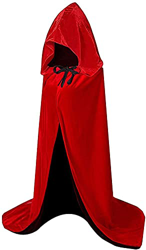 HBselect Capa con Capucha de Halloween, Larga Capa de Terciopelo para Adultos Niños, Disfraces de Halloween para Fiesta Cosplay Carnaval(Negro + Rojo, en oferta