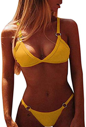 Bikini Brasileño para Mujer Triangular Acolchados Tops con Anillo Trajes de baño Dos Piezas Verano precio