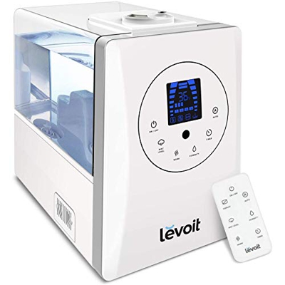 LEVOIT Humidificador Ultrasónico de Niebla fría y caliente de 6L para dormitorios y bebés con monitor remoto y de humedad, vaporizador para habitacion