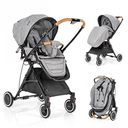 Zamboo - Silla de paseo ligera plegable - Carrito Bebe reclinable - Silla paseo con manillar reversible y plegado automático - Gris características